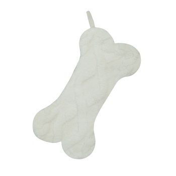 STOCKING 14" PET IVORY FLEECE CABLE KNIT DOG BONE DESIGN