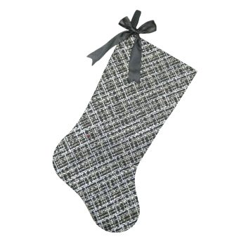 STOCKING 20.5" BLACK/GOLD METALLIC TWEED W/RIBBON BOW