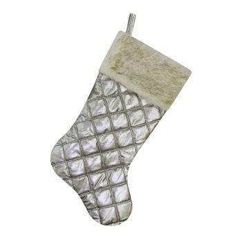 STOCKING 20.5" COPPER GOLD/BEIGE REFLECTIVE PUFFER W/FAUX FUR CUFF