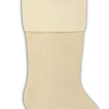 STOCKING 20.5" IVORY KNIT W/CORDUROY CUFF
