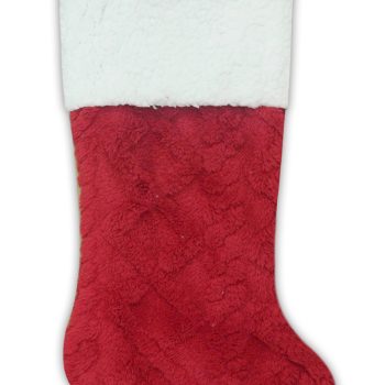 STOCKING 20.5" RED/WHITE FLEECE CABLE KNIT W/SHERPA CUFF