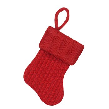 STOCKING MINI 6" RED KNIT