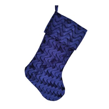 STOCKING FABRIC VELVET 20" BLUE WAVE PATTERN