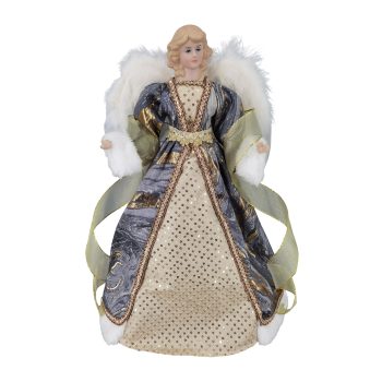 ANGEL TREE TOPPER 16" BLUE/GOLD W/SEQUINS GOWN