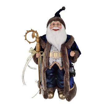 SANTA STANDING 18" BLUE/BROWN HOLDING SCEPTER