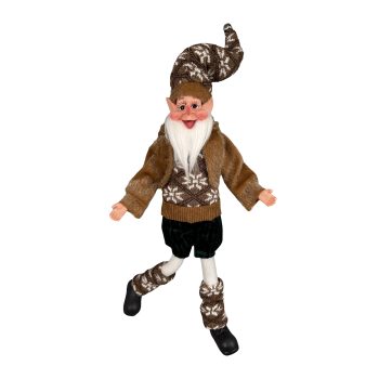 ELF POSABLE 18" BROWN/WHITE SNOWFLAKE PATTERN SWEATER