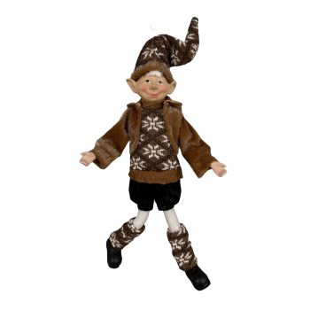 ELF POSABLE 18" BROWN/WHITE SNOWFLAKE PATTERN SWEATER