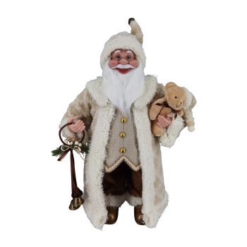 SANTA STANDING 24" IVORY/BROWN HOLDING BEAR