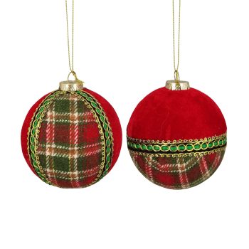BALL VELVET 2 STYLE 3" HALF TARTAN RED/GREEN