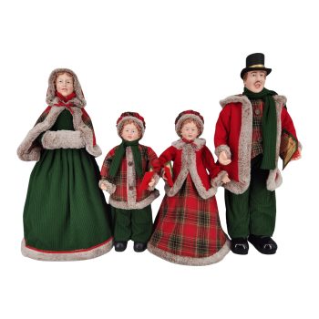 CAROLLER FAMILY 4PC SET 20"-26" CLASSIC DELUXE ATTIRE TARTAN RED/GREEN