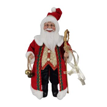 SANTA STANDING 18" RED/GREEN/GOLD HOLDING SCEPTER