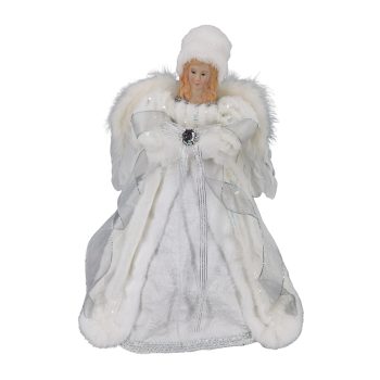 ANGEL TREE TOPPER 16" ALL WHITE W/JEWEL