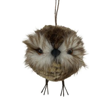 OWL BALL ORN 5"X5.5" BROWN FUR