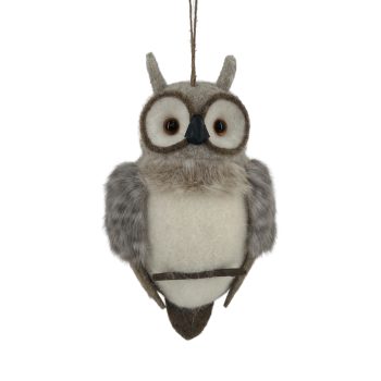 OWL HANGING 9.5"X5.5" BROWN/CREAM FELT FOAM/FELT