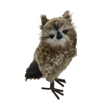 OWL STANDING 6.5"X10" BROWN FUR