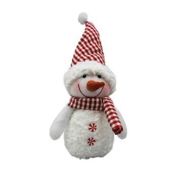 SNOWMAN 7"X13" WHITE/RED FUR