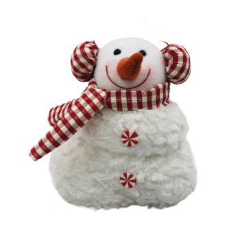 SNOWMAN 7"X9" WHITE/RED FUR
