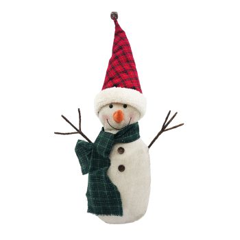 SNOWMAN STANDING W/SCARF CREAM FABRIC