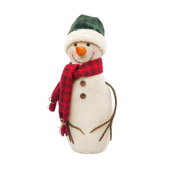 SNOWMAN STANDING W/SCARF CREAM FABRIC