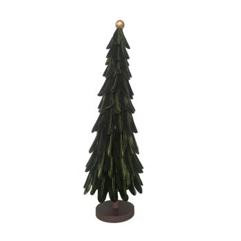 TREE VELVET FOLDED 20" DARK GREEN W/WOODEN BASE