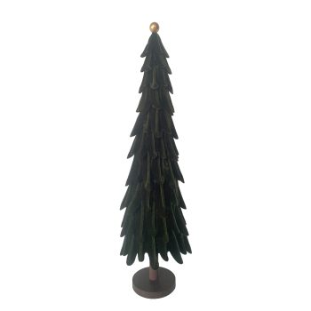 TREE VELVET FOLDED 24" DARK GREEN W/WOODEN BASE