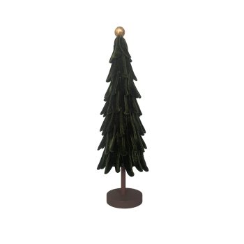 TREE VELVET FOLDED 16" DARK GREEN W/WOODEN BASE