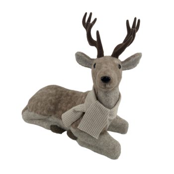 DEER 14"X14" BROWN FELT W/SCARF