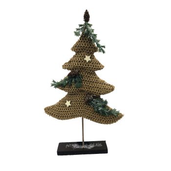 TREE CHRISTMAS WOVEN PAPER TREE 12"X22" BROWN W/GREENERY