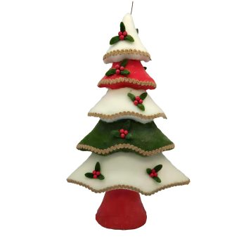 TREE FABRIC/FELT W/HOLLY/BERRY 12"X20" RED/GREEN/IVORY