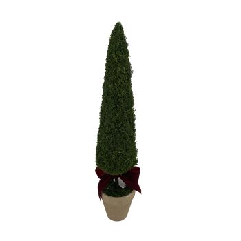 MOSS CONE TREE IN POT 5"X22" GREEN W/BOW