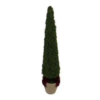 MOSS CONE TREE IN POT 6"X26" GREEN W/BOW