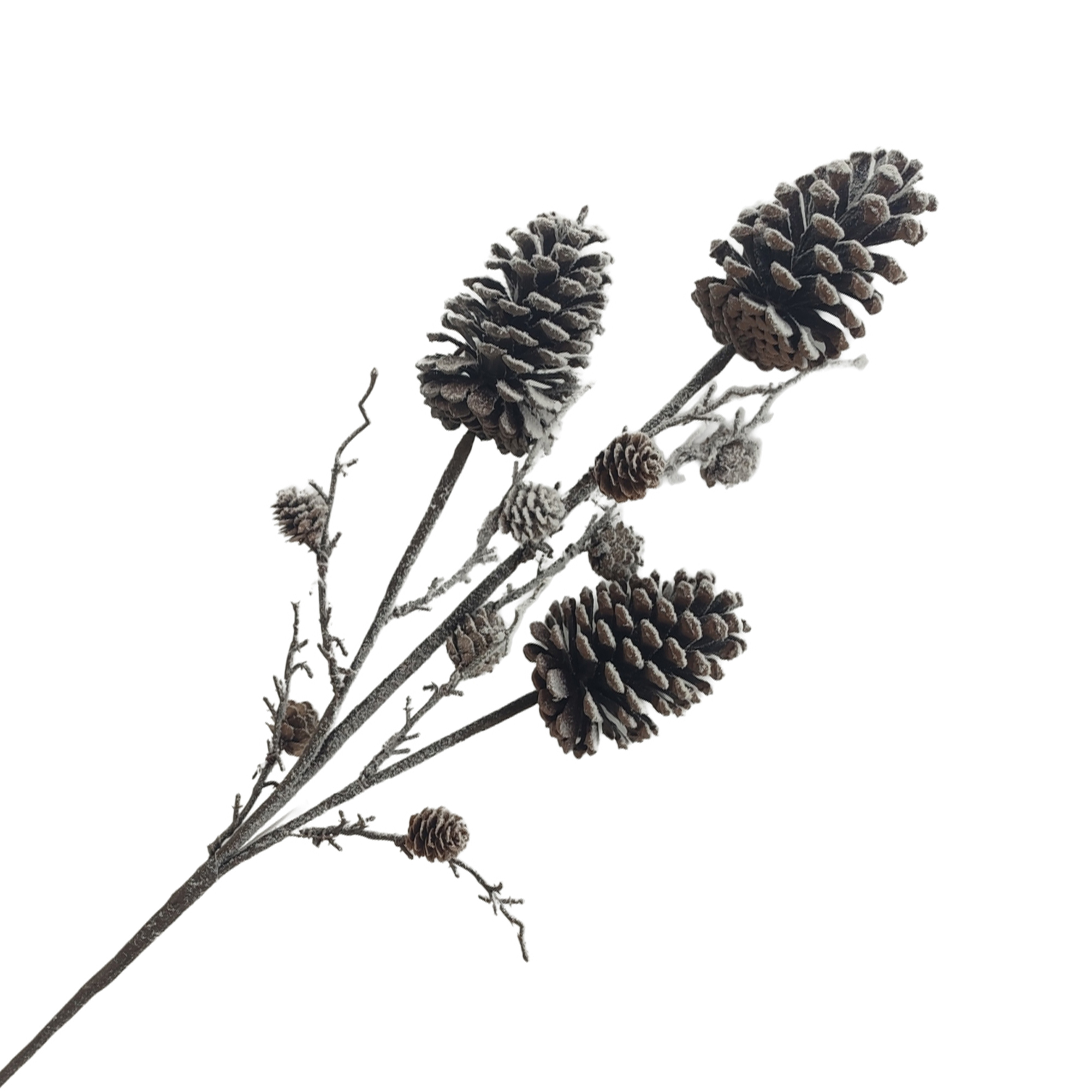 SPRAY PINE CONE FROSTED 32" BROWN W/ LARGE & MINI CONES