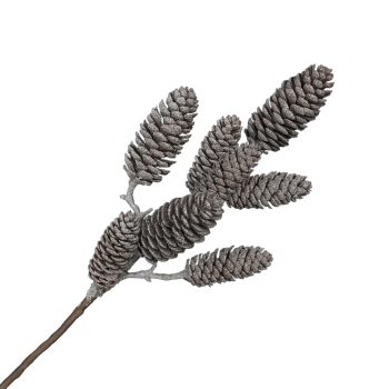 SPRAY PINE CONE 15" BROWN REAL LOOK W/FROSTING