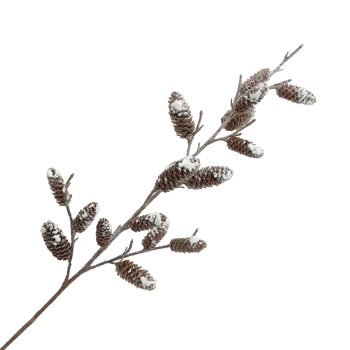 SPRAY PINE CONE 35" BROWN REAL LOOK W/SNOW AND FROSTING