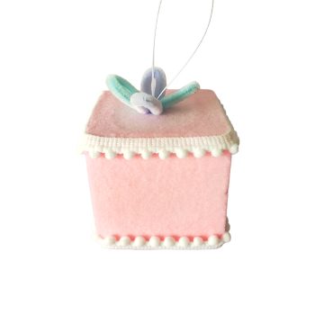 ORN PRESENT 3" PINK W/BOW