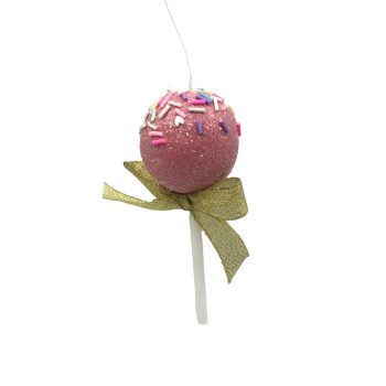 ORN LOLLIPOP 2"X5" PINK W/SPRINKLES
