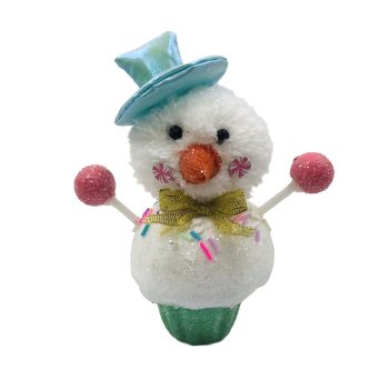 SNOWMAN CUPCAKE 5"X6" WHITE/PINK/BLUE/GREEN