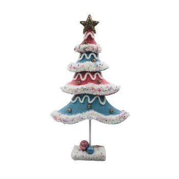 TREE CHRISTMAS 11"X20" WHITE/PINK/BLUE CANDY LOOK