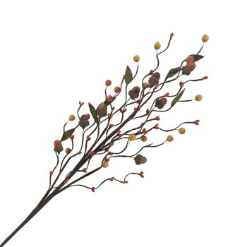 FALL SPRAY ACORN BERRY 30" BROWN GOLD RUST TEXTURED WISPY VINE