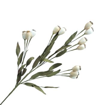 FALL SPRAY POPPY OVAL POD 35" CREAMY WHITE