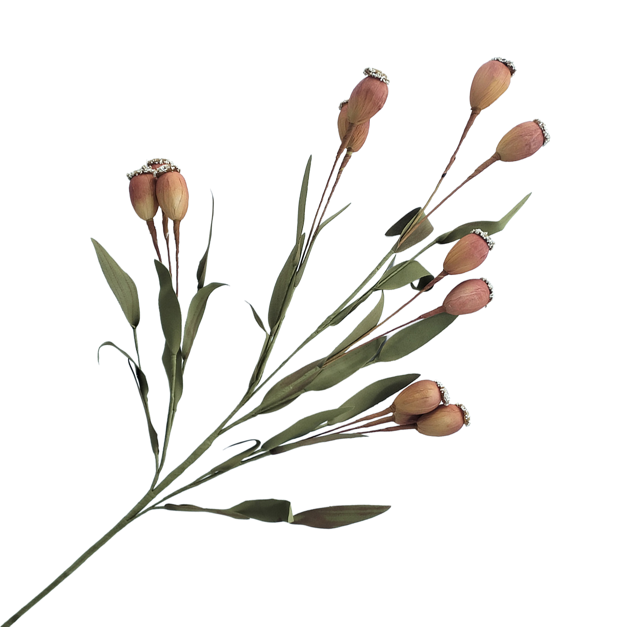 FALL SPRAY POPPY OVAL POD 35" PEACH PINK