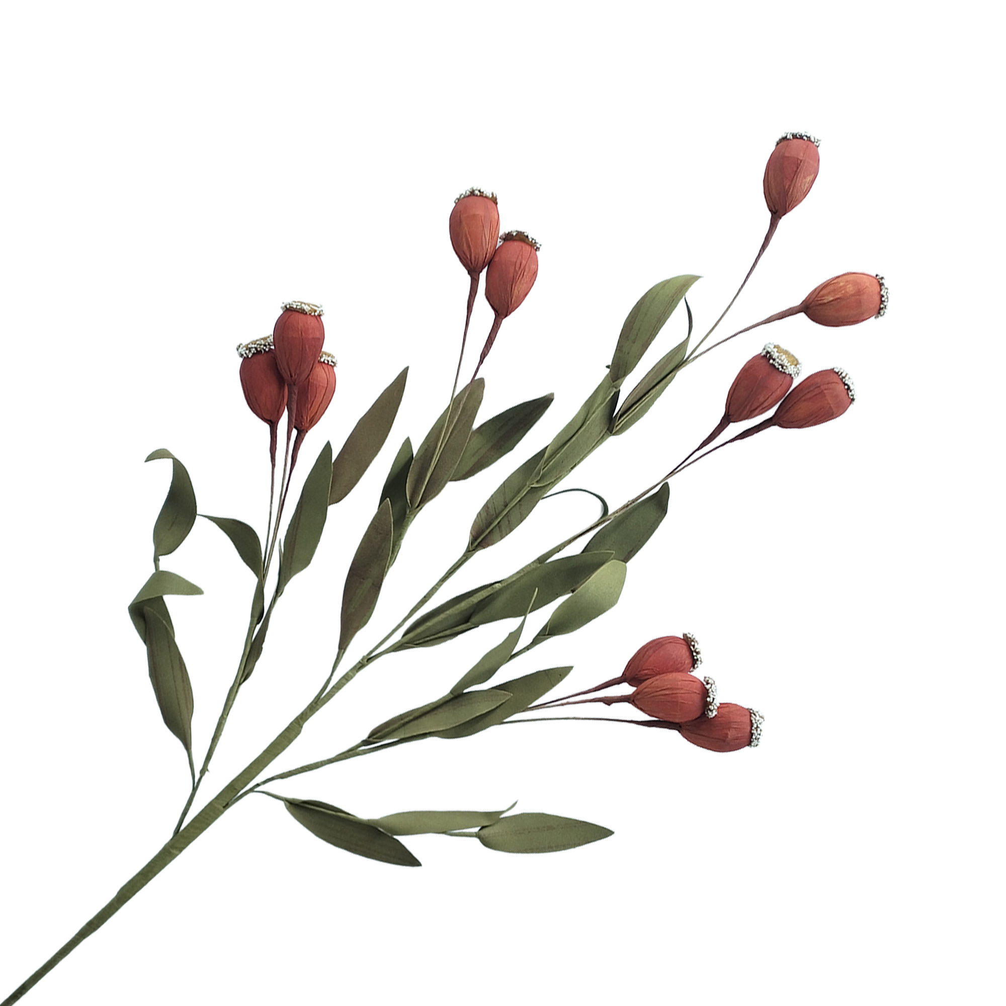 FALL SPRAY POPPY OVAL POD 35" ORANGE RUST