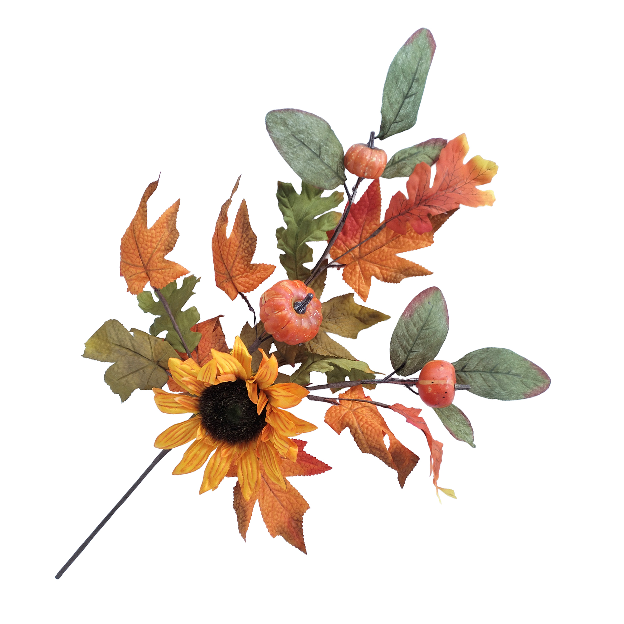 FALL STEM SUNFLOWER PUMPKIN 24" YELLOW ORANGE MAPLE LEAF HARVEST