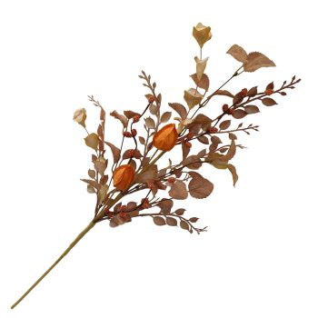 FALL SPRAY MINI LEAVES W/PODS 24" BROWN/ORANGE/CREAMFOAM/FABRIC
