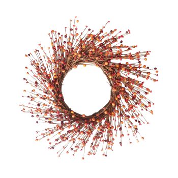 FALL WREATH PIP BERRY 24" MIXED RED ORANGE YELLOW TWIG