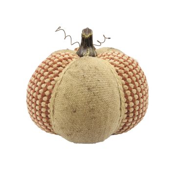 FALL PUMPKIN 9"X7" ORANGE/TAN BOUCLE/BURLAP FABRIC