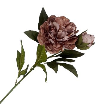 FALL STEM PEONY 27" DUSTY MAUVE PINK BLOOM BUD VINTAGE