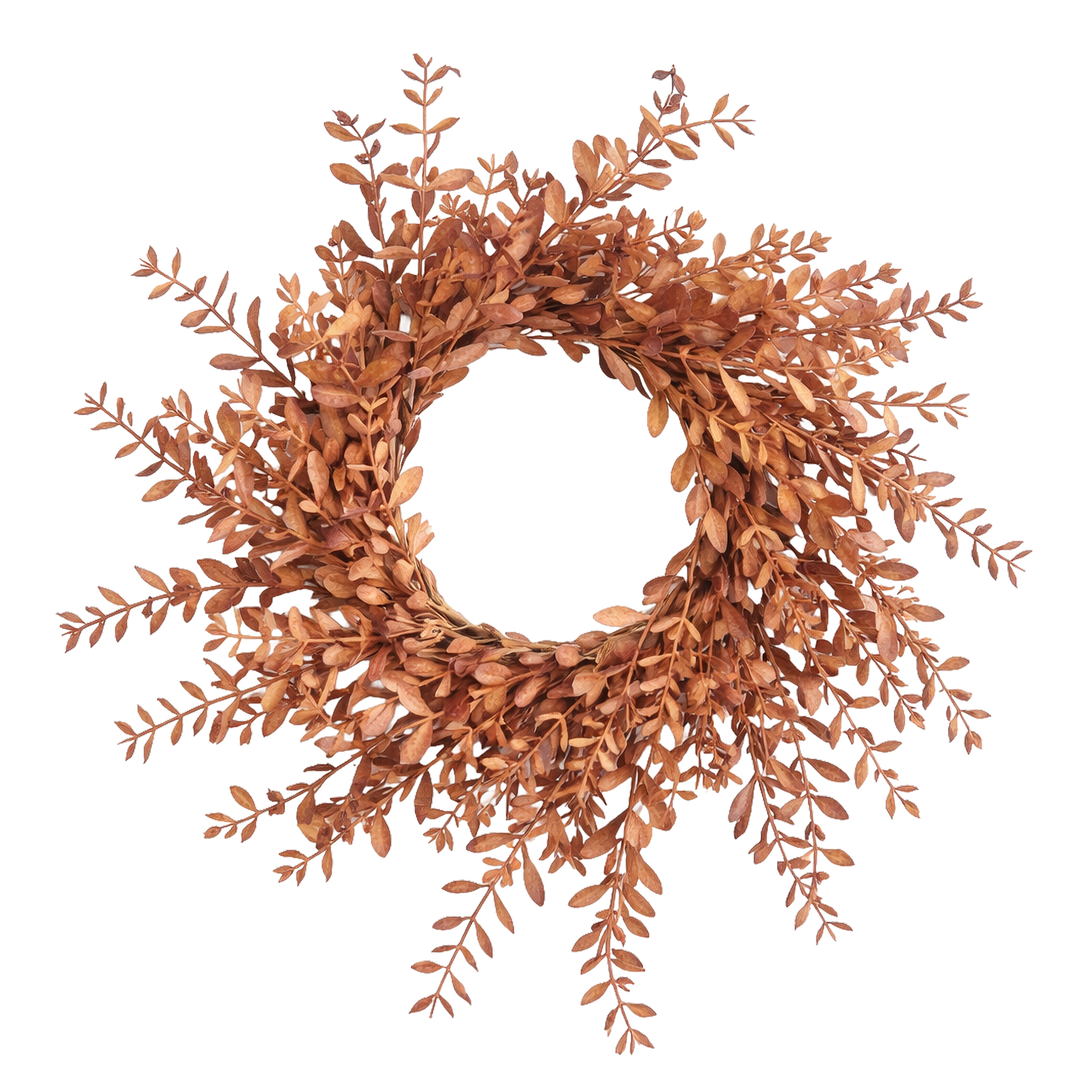 FALL CANDLE RING BOXWOOD/MINI-LEAF 4.5" BROWN