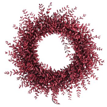 FALL WREATH BOXWOOD/MINI-LEAF 24" BURGUNDY