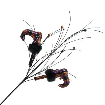 HALLOWEEN WITCH BOOTS 30" ORANGE/PURPLE/BLACK FABRIC